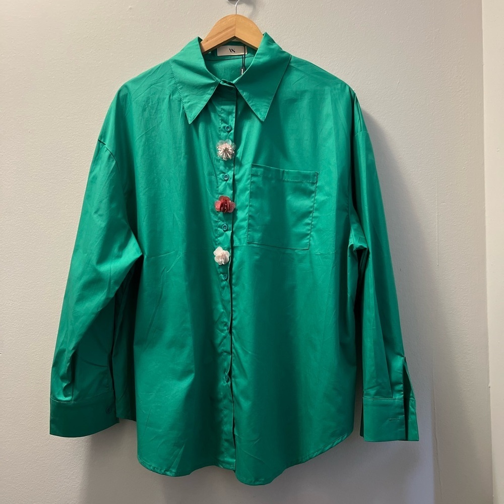 Green Button-Up Shirt - Picture 6 of 6